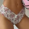 French Romantic Print Lace Thong Women's Sexy Solid Color Briefs Seamless One Piece Beach Panties V-String Underwear EMA
