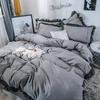 Комплект постельного белья из 4 предметов, дышащее покрывало, приятный к коже хлопок, украшение кровати, размер Queen, King