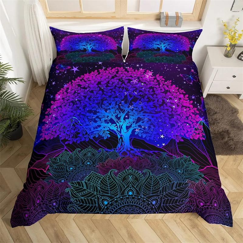 Premium Moon And Sun Duvet Cover Black And White Bedding Soft Tree Of Life All Galaxy Stars Mandala Tribal Quilt Cover Decor For Women