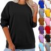Women's Fashion Casual Round Neck Loose Long Sleeve Solid Color Sweatshirt
