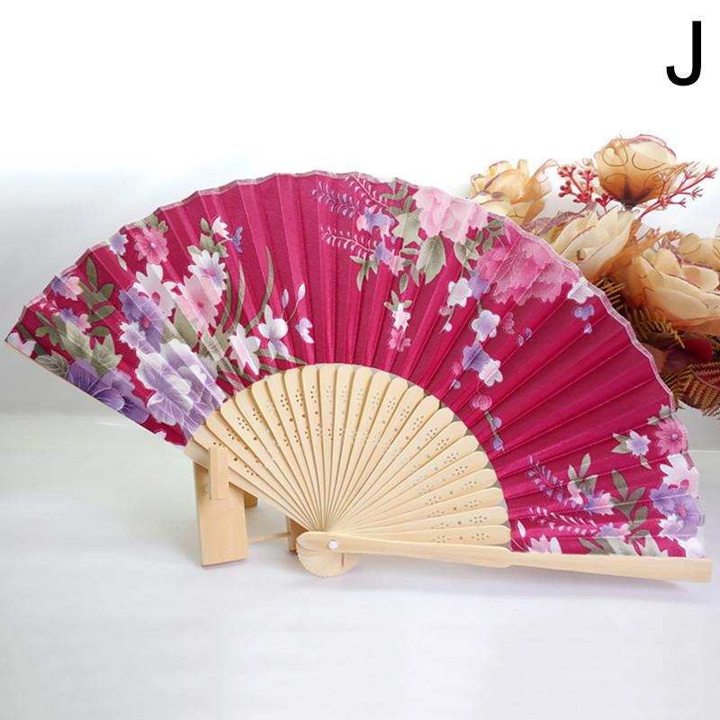 Шелковый веер в китайском японском стиле, складной веер, свадебный веер, художественные подарки, танцевальный ручной веер, винтажный бамбуковый складной ручной веер с цветком