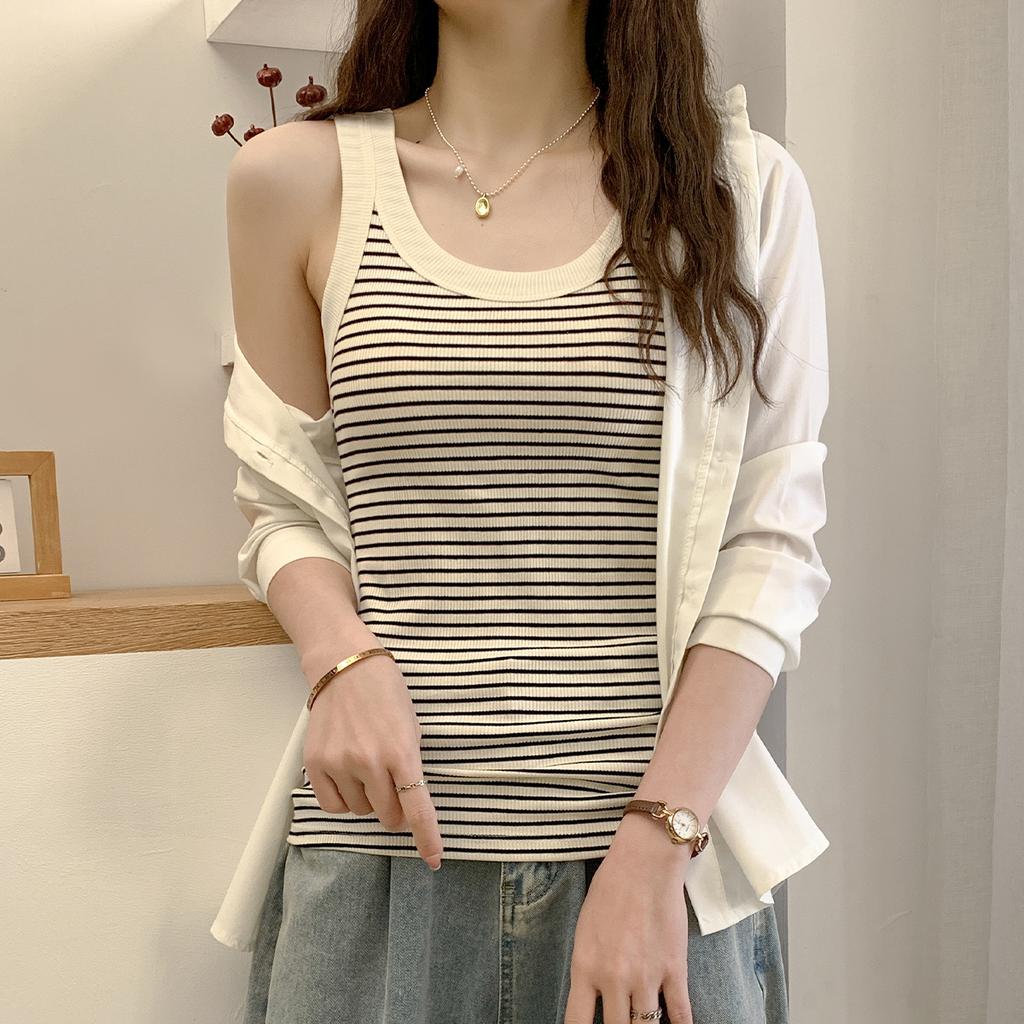 Contrast Striped Knitted Camisole Vest