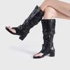 Factory Custom Fried Street High-heeled Spice Girls Trouser Boots Women's New Toe Cool Boots Belt Buckle High Western Boots Women