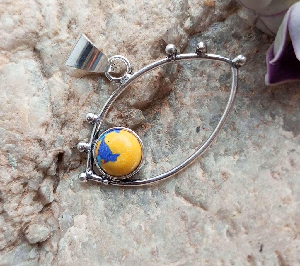 Мозаика Яшма Драгоценный камень Стерлингового серебра 925 пробы с покрытием Casuel Подвеска Ювелирные изделия NST-J2H11547