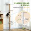 Wall Mounted Cat Shelves, Cat Climbing Wall with 4 Climbing Platforms, Jute Scratching Post and Toy Ball,180cm Tall, Light Grey