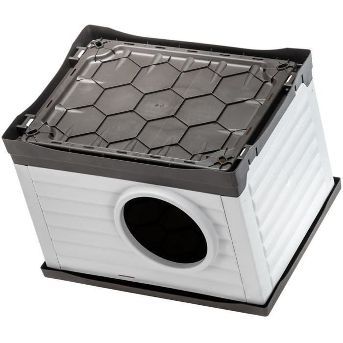 Niche - FERPLAST - PETVILLA 60 - 54 x 43 x 38,5 cm - Blanc / Gris