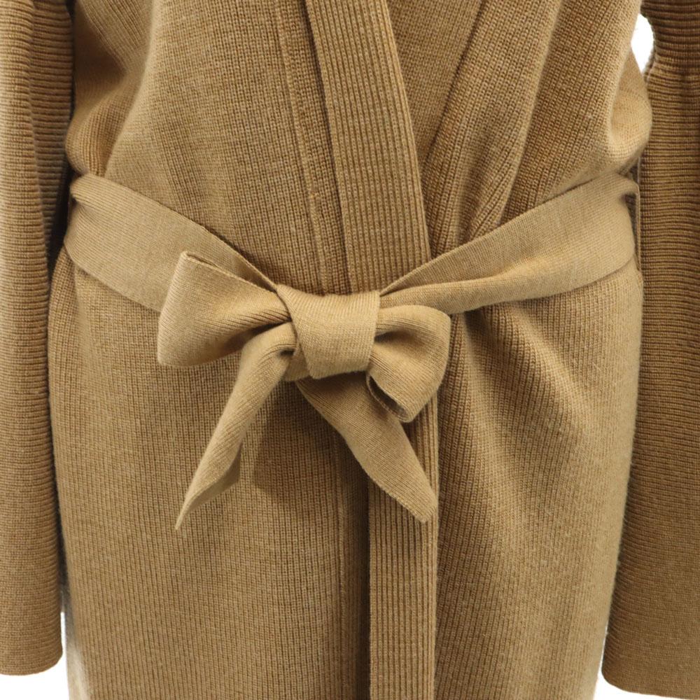 PAULE KA wool Long sleeve knit cardigan Brown Waist ribbon Women Used