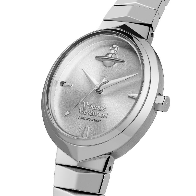 VIVIENNE WESTWOOD Кварцевые часы Ремешок из нержавеющей стали 28*32 мм Серебристый циферблат Сатурн в 12 часов Женские часы DWVV314SLSL