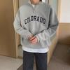 Men's Trendy Letter-Printed Half-Zip Sweatshirt, Korean-Style Loose Long-Sleeve Top for Spring and Autumn