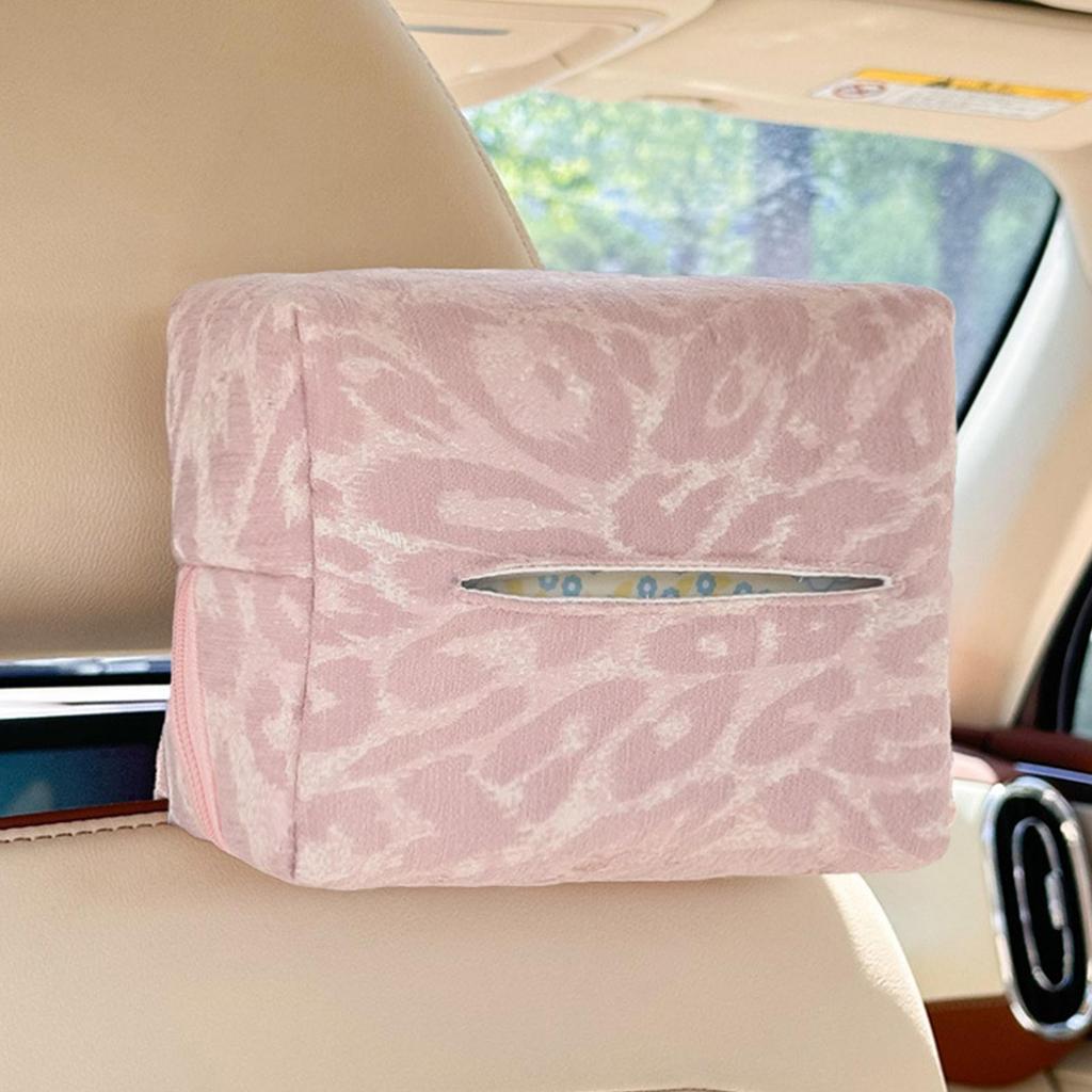 Car Tissue Box Holder Leopard Print Zipper Pouch Tissue Holder In Car Napkin Dispenser For Auto Truck SUV Sedan Backseat