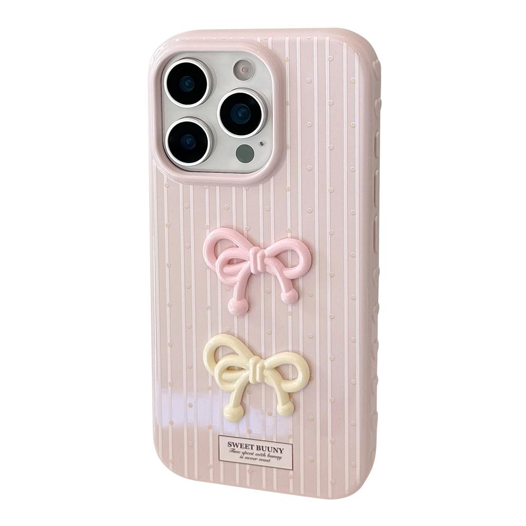Korean Three-dimensional Pink Bow for Apple 17 Mobile Phone Case for IPhone 16 Silicone 15 Promax Anti-fall 13