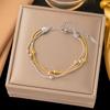 18K Gold Titanium Steel Bracelet - Women's Japanese Korean Fashion, Light Luxury, Non-Fading Jewelry