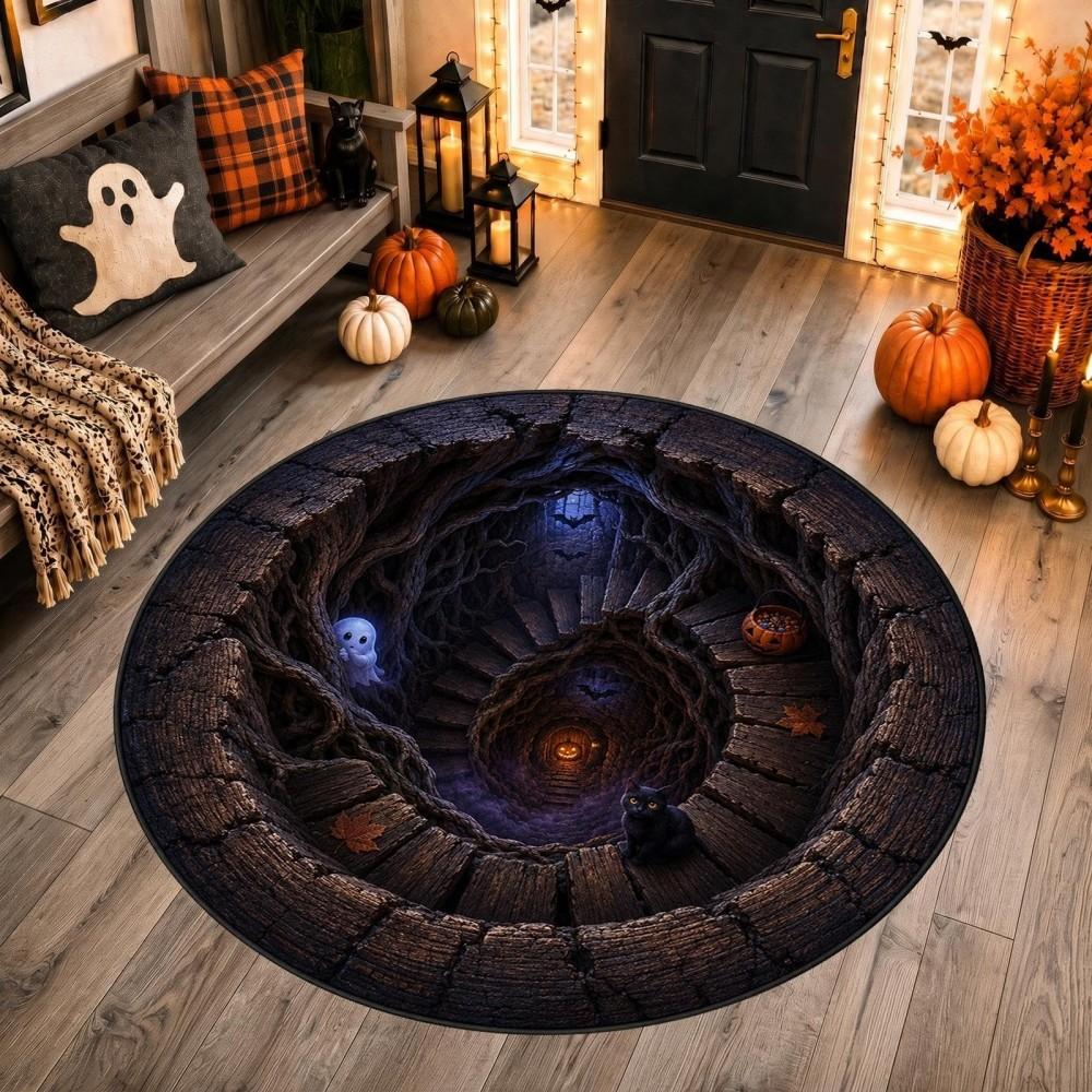 Halloween Living Room Sofa Ghost Carpet Bedroom Bedside Round Area Rug Kitchen Floor Mat Dinning Room Patio Office Home Decor