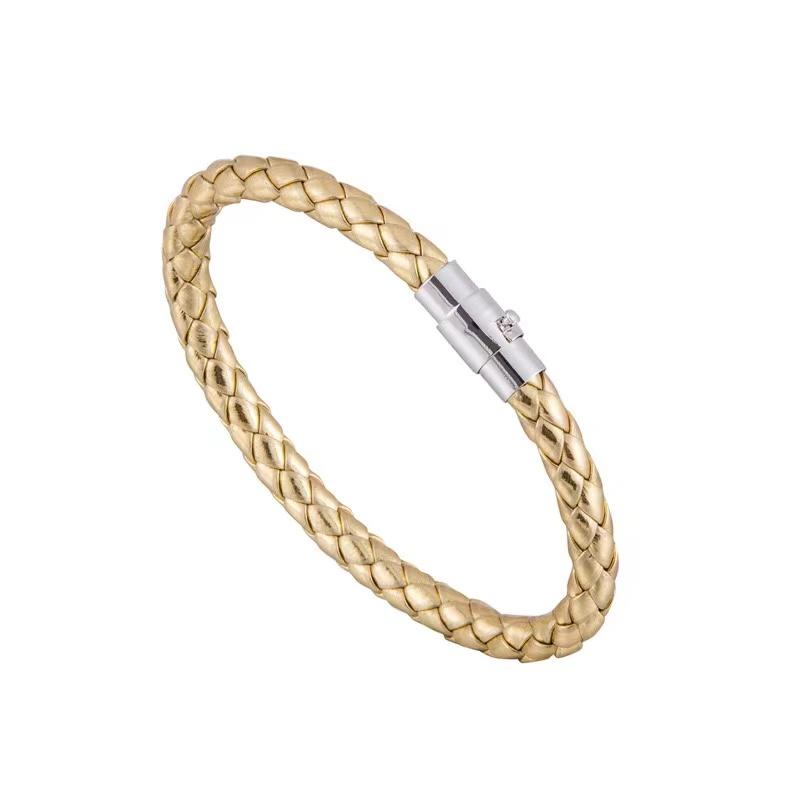 Leather Rope Woven Bracelet Leather Couple Bracelet Unisex Women Men Braided Leather Steel Magnetic Clasp Bracelet Handmade