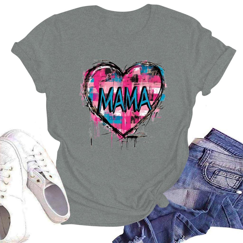 Женская повседневная футболка с круглым вырезом и короткими рукавами с принтом