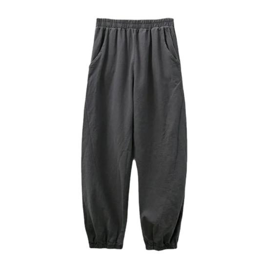 Женские брюки-шаровары, эластичные повседневные брюки с высокой талией и карманами, однотонные свободные шаровары с широкими штанинами