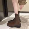 2024 Ботинки Naked женские зимние удобные и универсальные квадратный каблук однотонные молния декорированные модные ботинки женская обувь