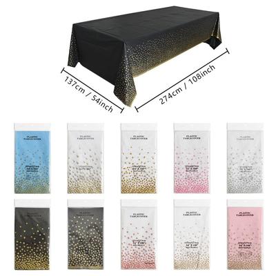 Прямоугольная скатерть PEVA Platinum White Dots с мелким точечным принтом для украшения вечеринки
