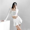 Плиссированная мини-юбка женская летняя с высокой талией и широкими складками, тонкие трапециевидные черные шорты, женские юбки в Корейском стиле Kawaii Y2K
