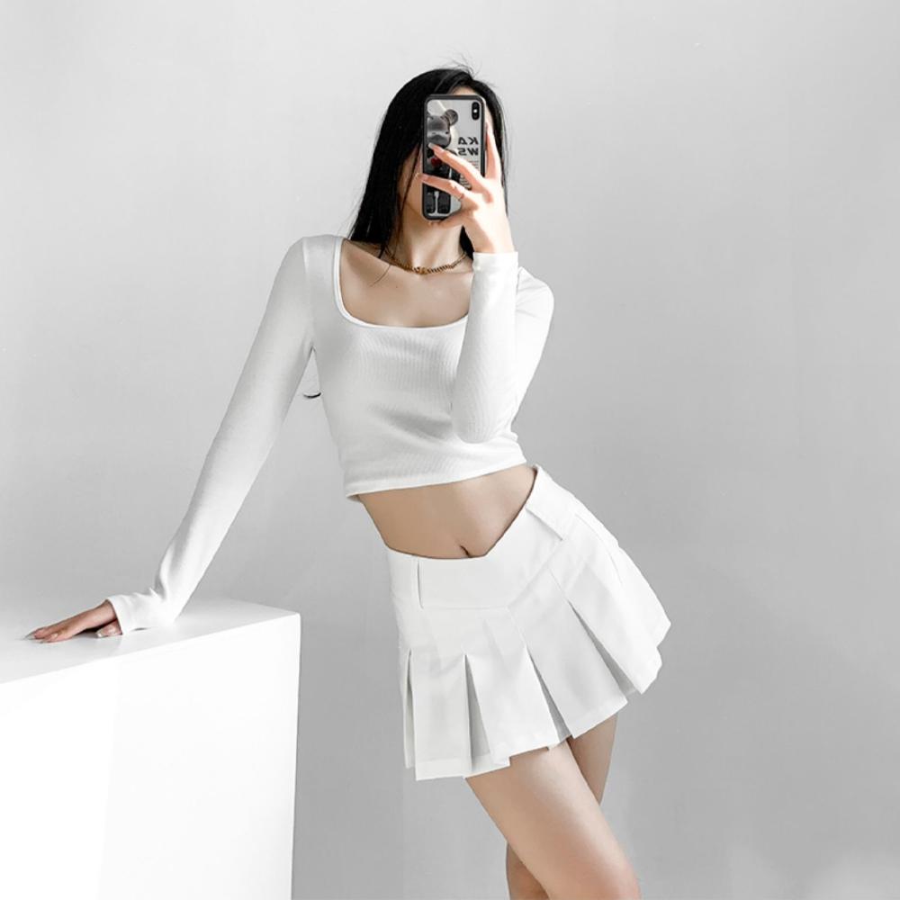 Плиссированная мини-юбка женская летняя с высокой талией и широкими складками, тонкие трапециевидные черные шорты, женские юбки в Корейском стиле Kawaii Y2K