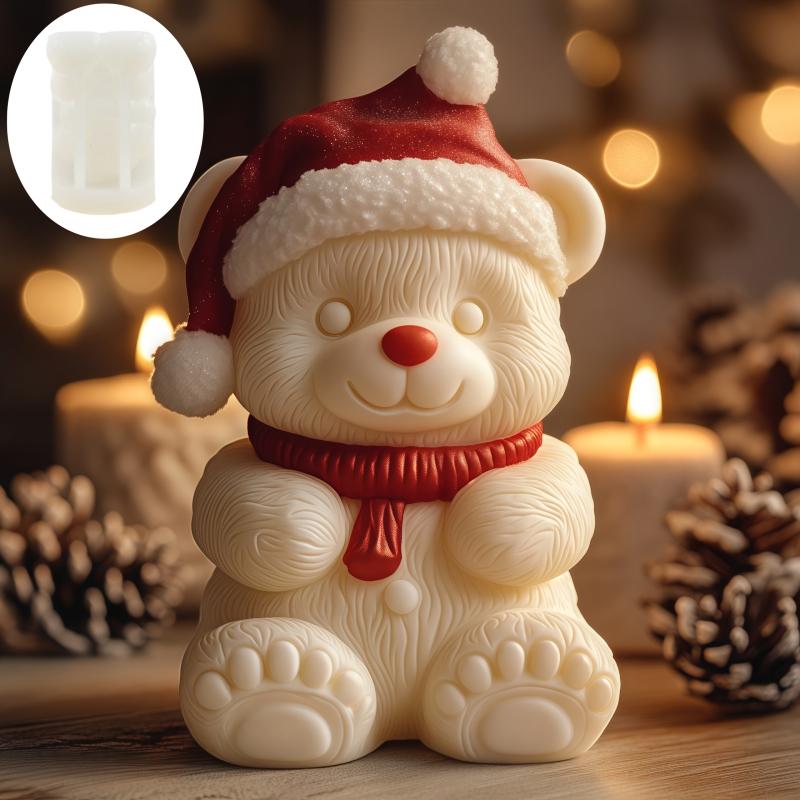 Santa Claus Hold Gift Scented Candle Silicone Mold Smile Santa Claus Holding Gift Box Scented Resin Plaster Molds Christmas Gift