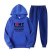 Women Hoodie Set Good Wife Good Girlfriend Hoodie Set I Love My Boy Friend Letter Print Design Hooded Top+ Loose Sweatpants Set