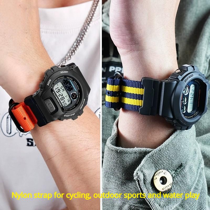 Нейлоновый ремешок DW6900 для Casio GW-6900 GM-6900 DW-6900 Модифицированный нейлоновый холщовый браслет ремешок для часов Мужской Спортивный Водонепроницаемый наручный ремешок