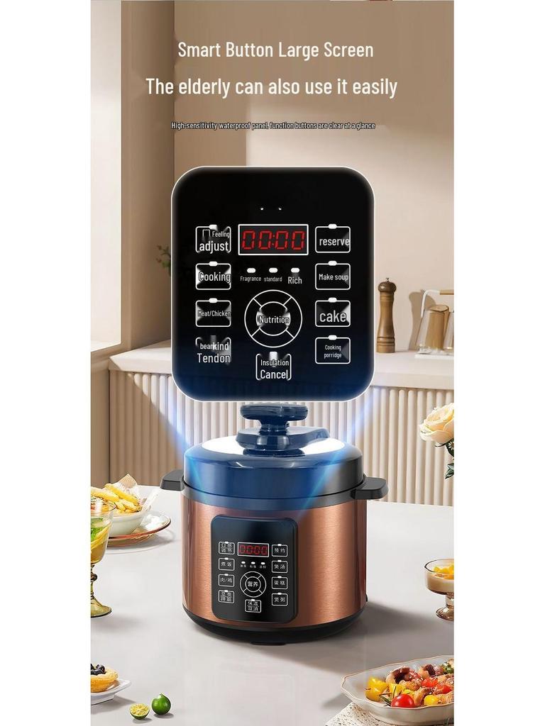 Smart Multifunctional Electric Pressure Cooker with Double Pot, Large Capacity for Stewing Meat, Porridge, and High-Pressure Rice Cooking.