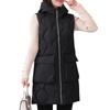 Women's Solid Color Hooded Zipper Cotton Coat Vest Jacket