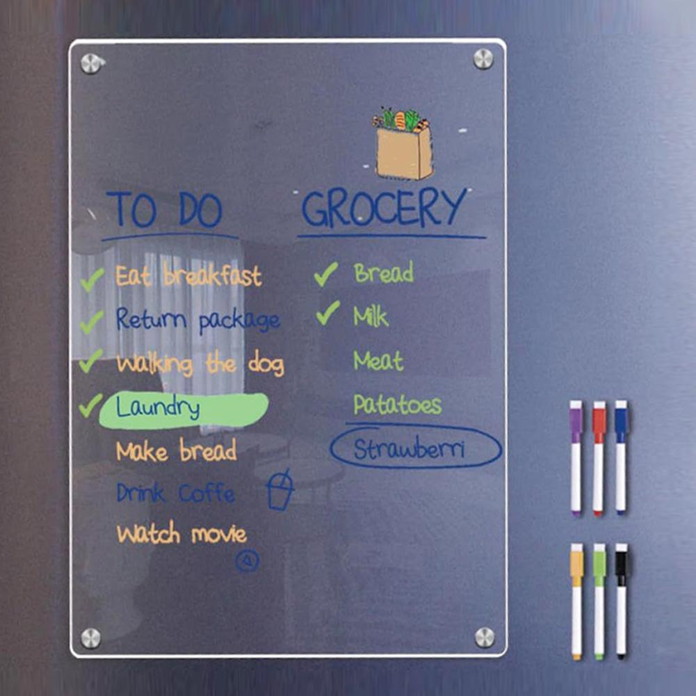 Magnetic Transparent Acrylic Week Plan Message Board Fridge Calendar Scratchable Magnetic Refrigerator Sticker