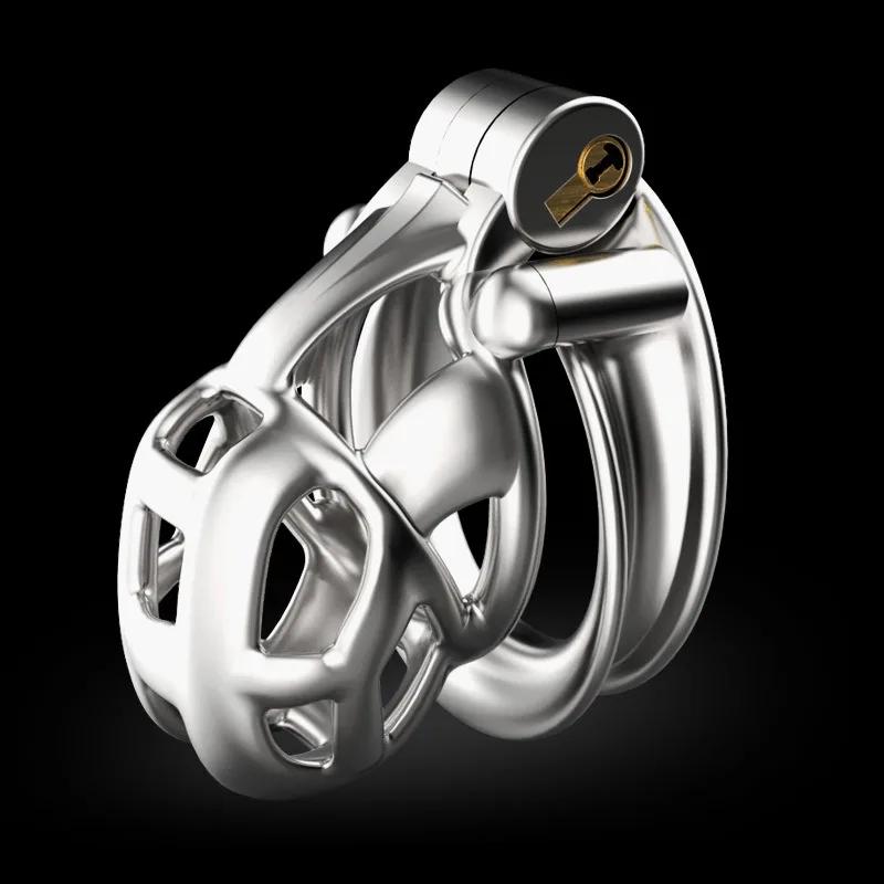 Stainless Steel Male Chastity Cage, Cock Mamba Penis Ring, Chastity Belt, BDSM Erotic Urethral Lock Double-Arc Ring, Sex Toy 18+