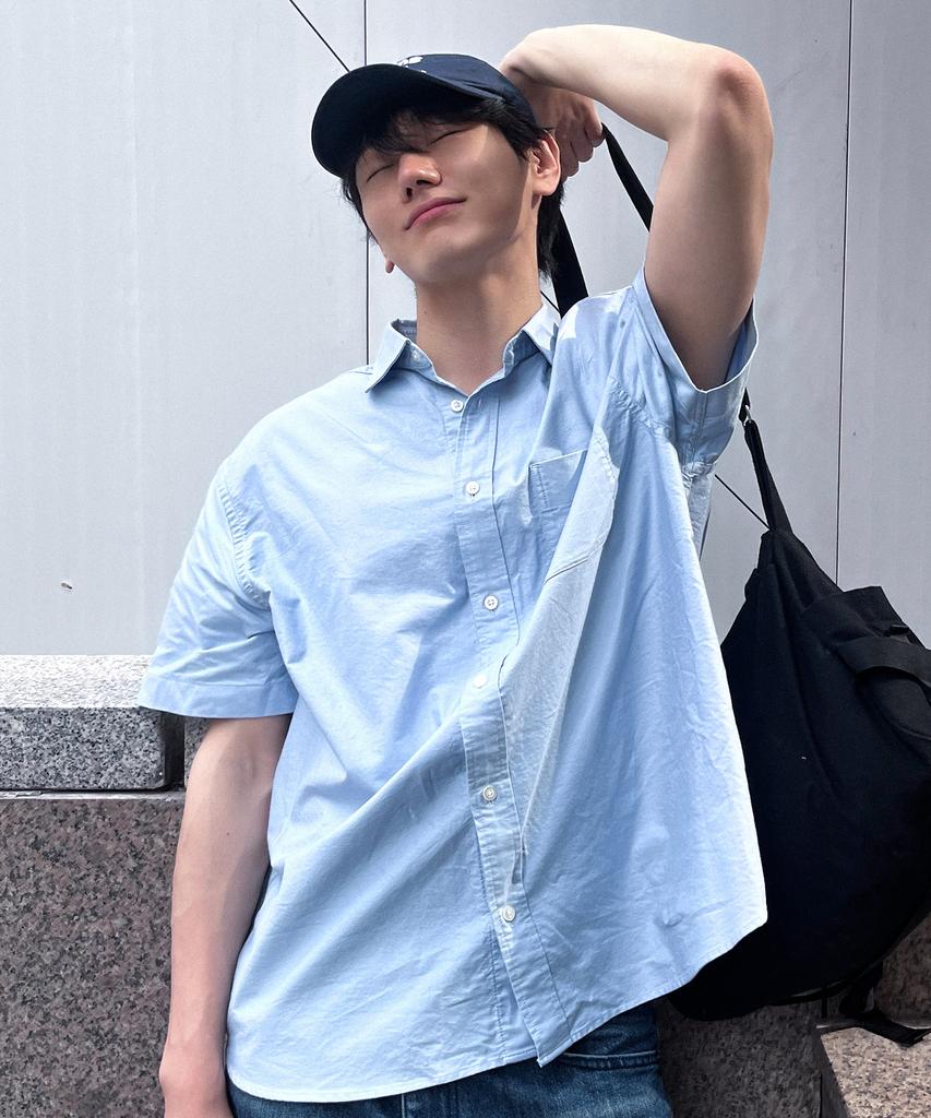 MINDBRIDGE [На весь день] Оксфордская оверсайз рубашка с коротким рукавом - 5 цветов