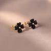 2026 New Style Black Four Leaf Flower Earnail Earring Buckle Light Luxury Premium Internet Red Earrings Forest Earrings