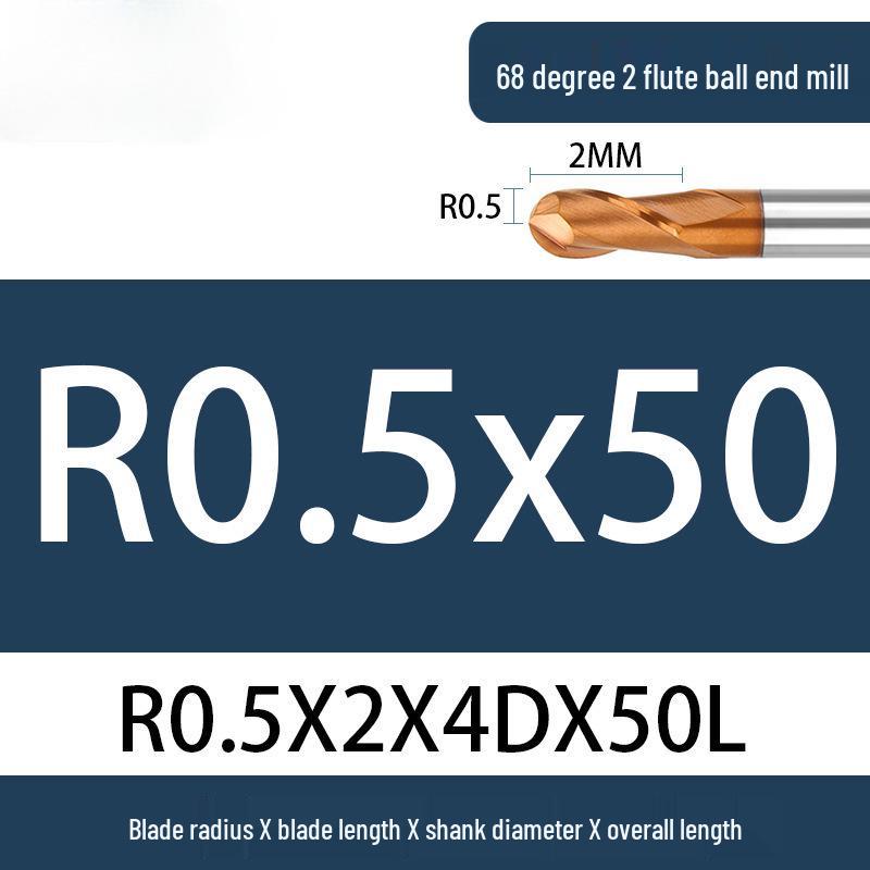 Tungsten Steel Ball Nose End Mill, 68° & 65° CNC Alloy, Extended Reach Cutter