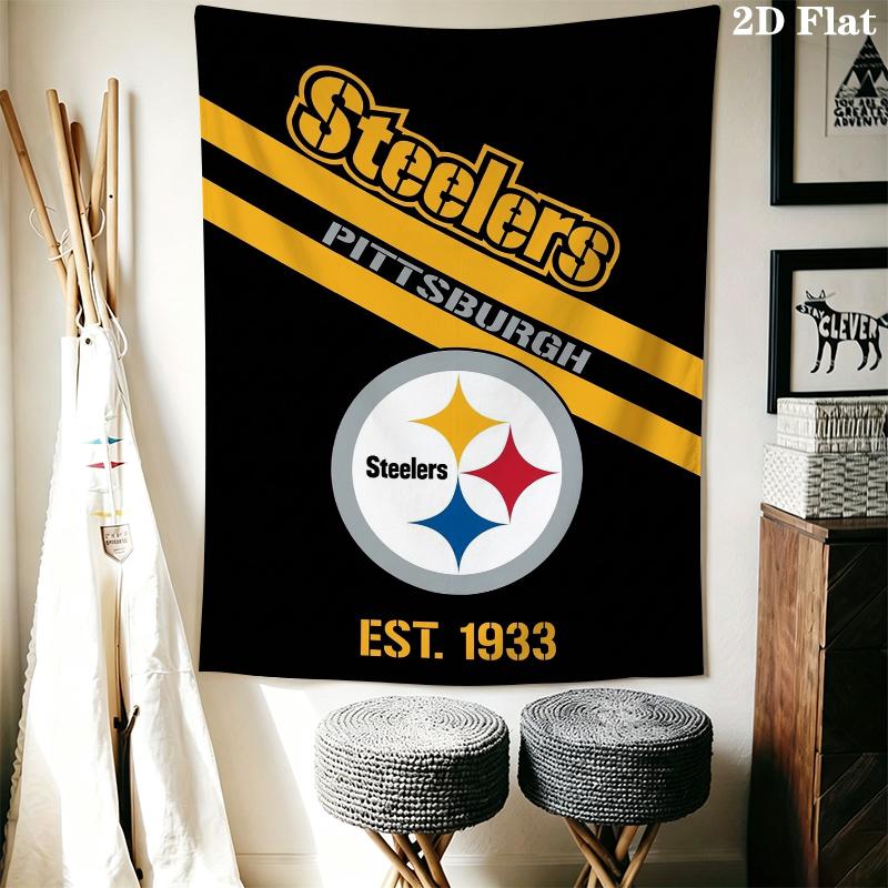 Pittsburgh Steelers Wall Tapestry Aesthetic Wall Hanging Printed Fabric Blanket Decorative Tapestries for Bedroom Living Room Home Decor
