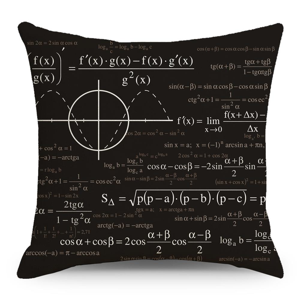 Mathematics, Physics and Chemistry Equations Pillow Cover Personalized Geometric Formula Graffiti Students' Bedside Linen Sleeping Pillow Cover