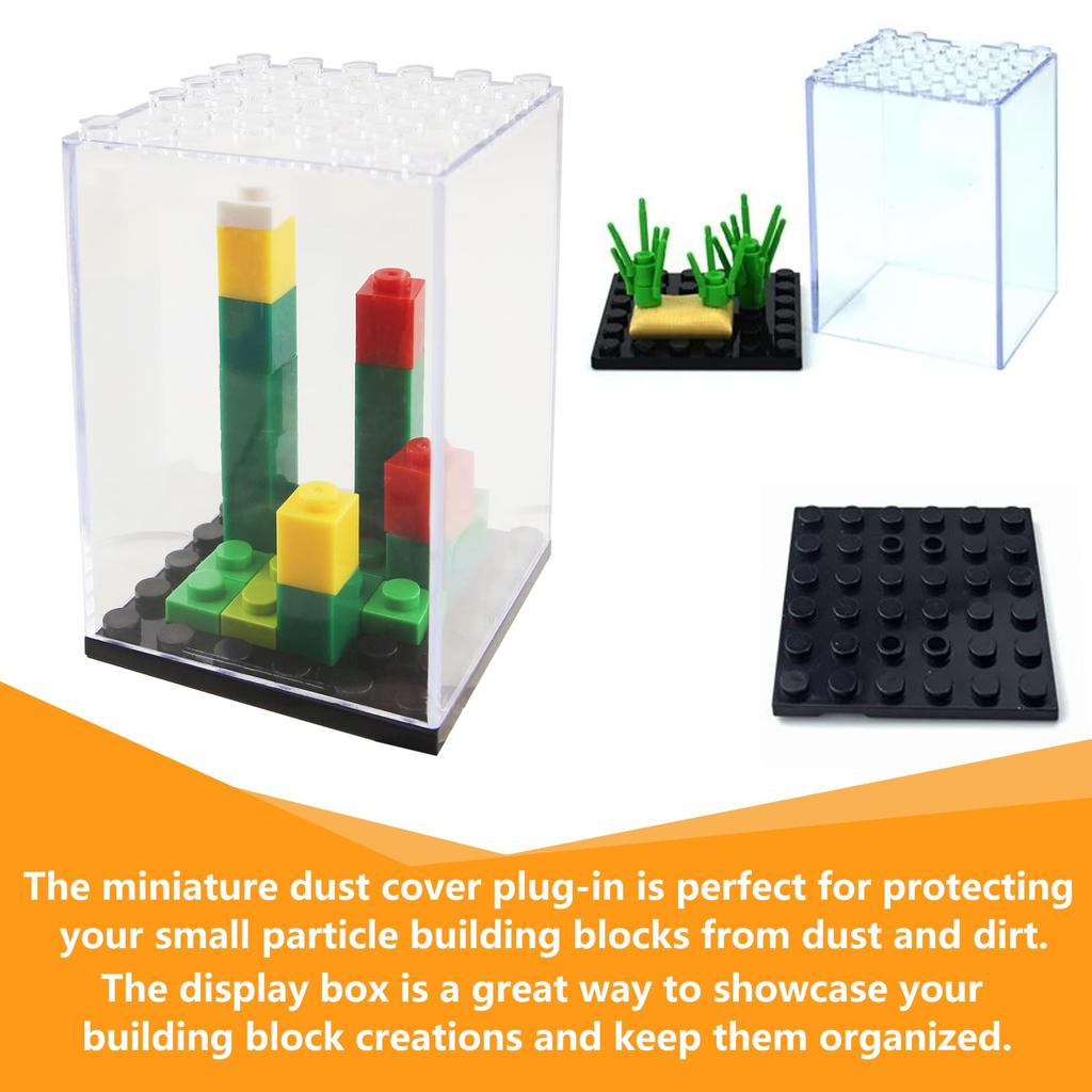 TORMEN Acrylic Display Case for Figures and Collections, 360-Degree Rotating Display Stand, Block Compatible, Set of 12