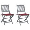 Day and Night - Day and Night Folding Garden Chairs 2 Pcs Cushions Solid Acacia Wood
