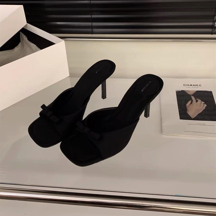 Летняя нишевая одежда для отдыха на открытом воздухе модные туфли с бантом на высоком каблуке женские французские маленькие сандалии Muller полутапочки сандалии на шпильке