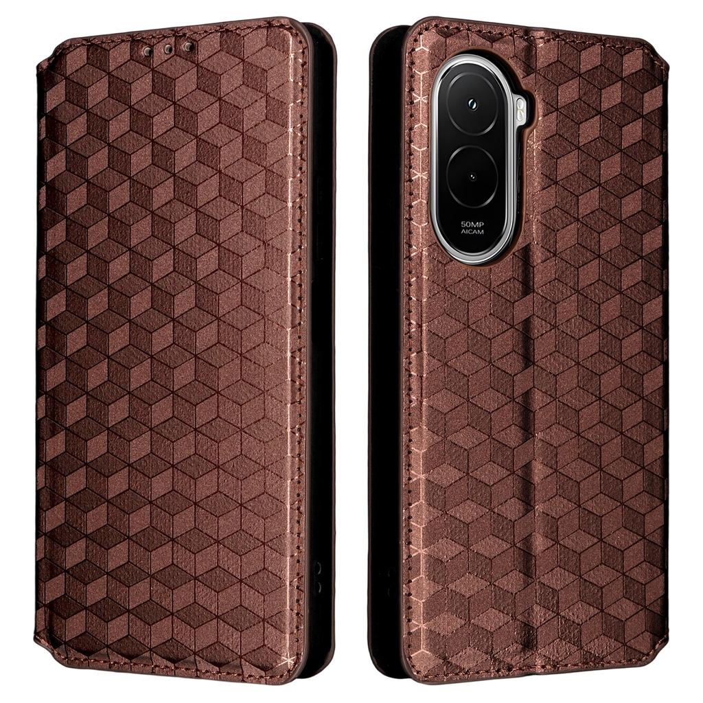 Для Xiaomi Poco M7 Plus 5G/Poco M7 4G (169 мм) Чехол-кошелек из кожи с ромбовидным тиснением, чехол для телефона