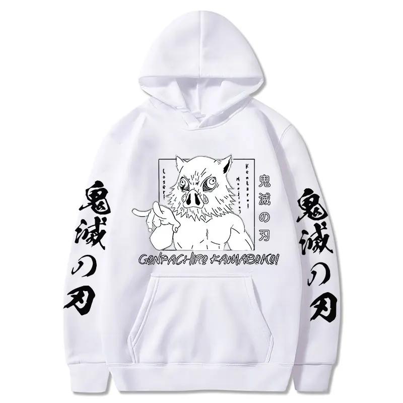Demon Slayer Inosuke Hashibira Hoodies Anime Kimetsu No Yaiba Hooded Cute Kawaii Oversized Hoody Tops Men Women Sweatshirts