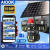 AIOOK OKAM PRO Solar Camera Outdoor Waterproof Three Lens Camera HD 15MP 4G CCTV Night Vision IP66 Waterproof Two-way Intercom