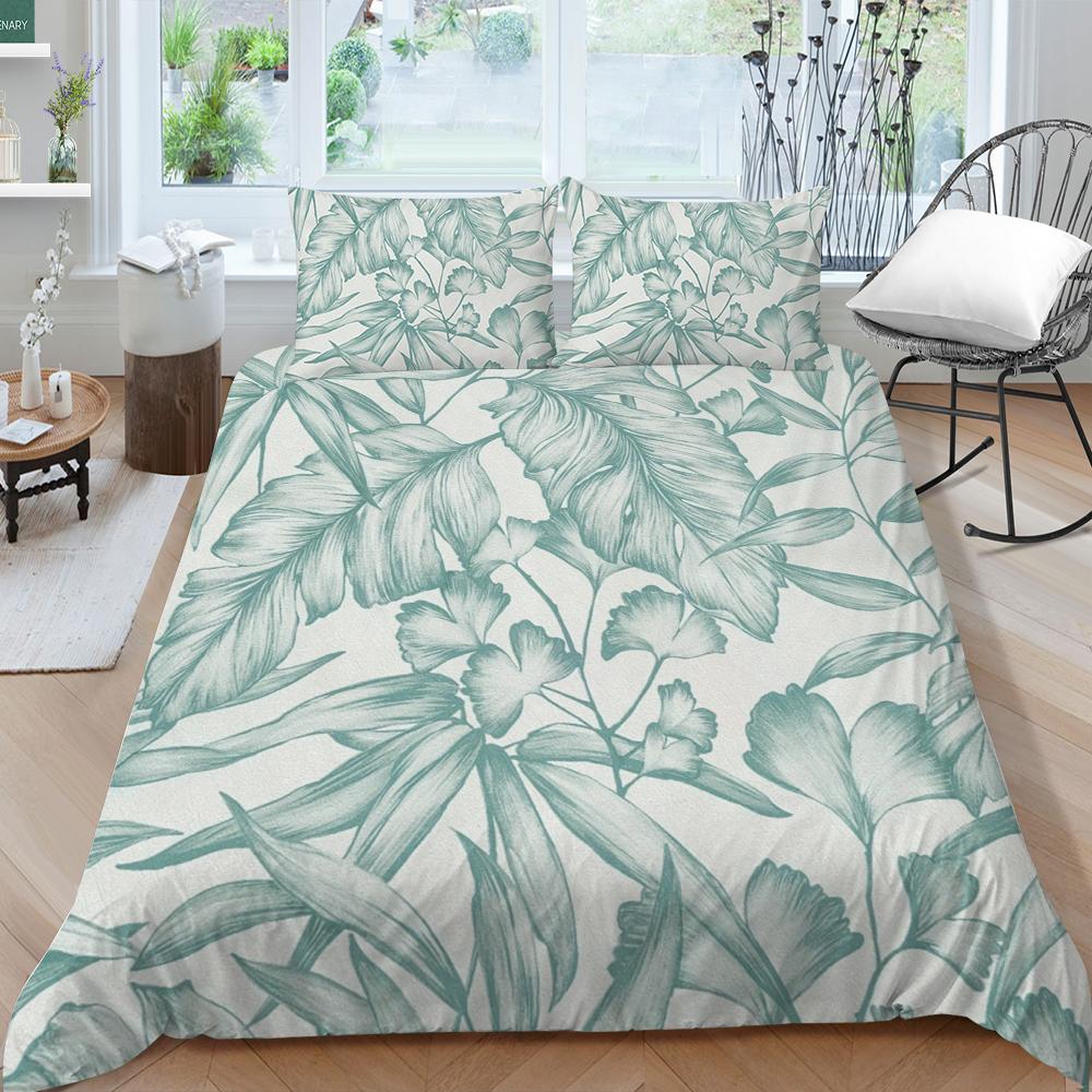 Постельное белье с рисунком листьев, пододеяльник, лист, постельное белье, пододеяльник с растением, домашний текстиль для девочек, комплект постельного белья одного размера