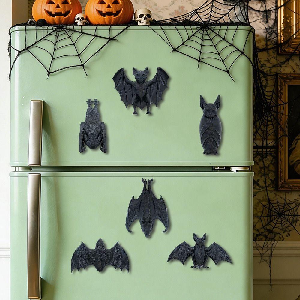 4/6PCS 3D Halloween Decorations Black Spider Magnetic Decals Spooky Trick Props Haunted House