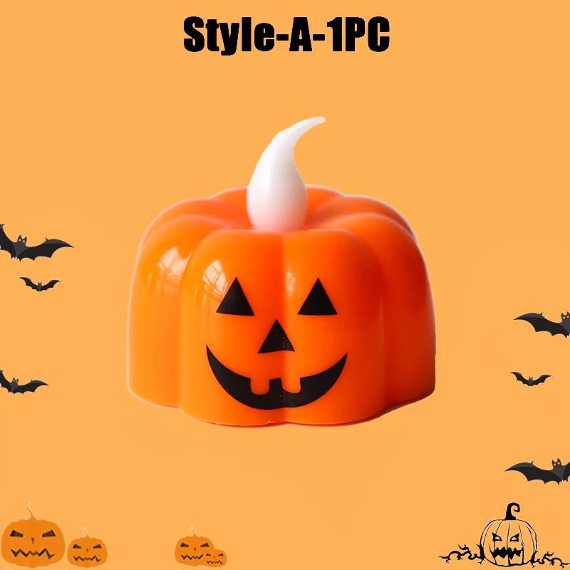 Halloween Pumpkin Light LED Candlestick Lamp Ornaments Props Happy Halloween Party Props Pumpkin Candle Light Home Decoration