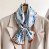 Легкий роскошный темпераментный двухслойный шарф, ремешок для сумки, декоративный костюмный шарф, маленькая длинная повязка на голову, шелковый шарф для женщин с принтом, узкий