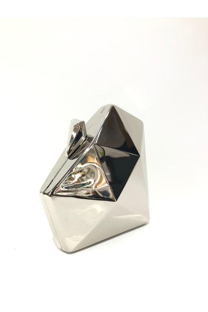 Women's Stylish and Useful Evening Dress Bag Platinum Color Metal Design Evening Dress Portfolio Clutch Women's Evening Bag