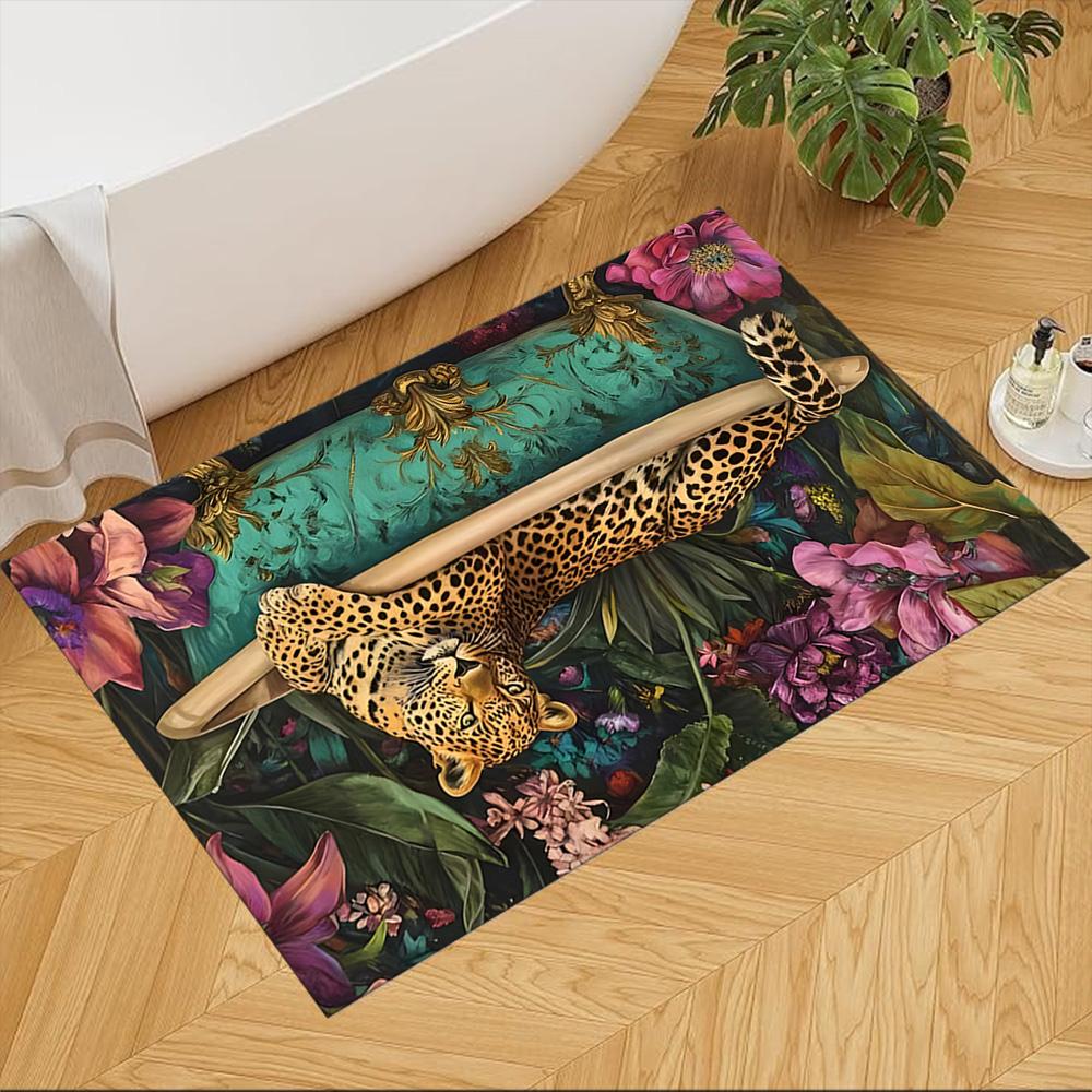 Leopard Emerging From Water Non-Slip Home Carpet Design for Office Decor Living Room Bedroom Gift