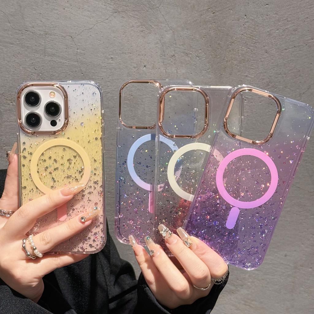 IMD Double-layer Film for Apple 15promax Phone Case for IPhone 14 Dazzling Glitter 13 Magnetic Soft Cover
