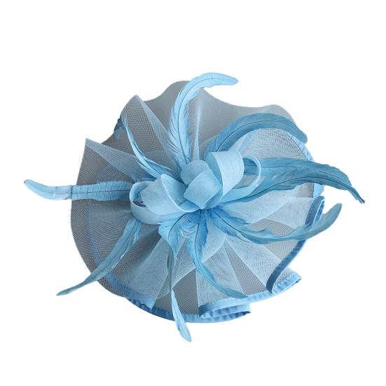 Women Fascinator Hat Tea Party Wedding Flower Feathers Headpiece Handmade Gauze Headband Clip Bridal Hair Accessories